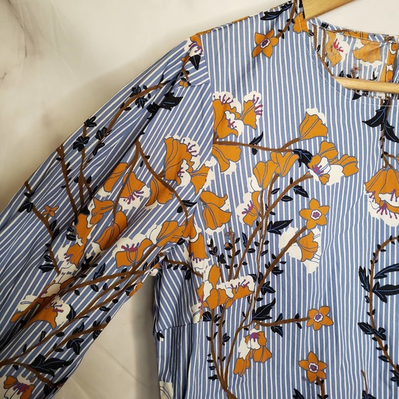 WHO WHAT WEAR Floral Stripe Long sleeve Blouse L - Picture 5 of 8